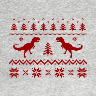 Christmas Ugly Sweater pattern dinosaur T-Shirt